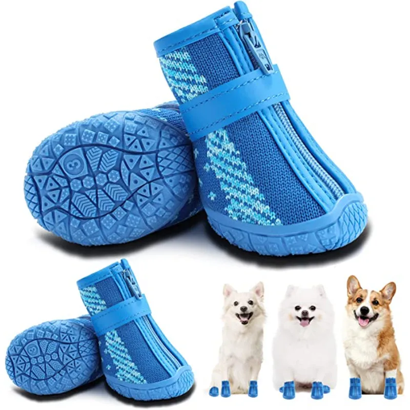 Dog Shoes For Small Dogs Boots, Breathable Dog Booties Paw Protector For Hot Pavement Winter Snow Hiking Booties 4pcs