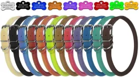 Dogline Designer Leather Dog Collar w/Custom Personalized Engraved ID Tag | Training, Walking, Traveling | Soft Comfort, Strong | Small, Medium, Large Breed Sizes | Multiple Colors
