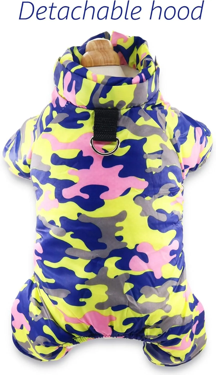 DroolingDog 4 Legs Small Puppy Coats Fleece Hoodies Pet Jumpsuit Sweatshirt Outfit Winter Clothes for Small Medium Dogs Cats Apparel