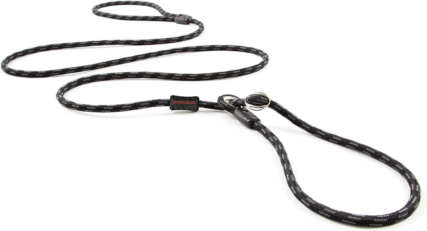 EzyDog Luca Slip Lead Dual Function Heavy Duty Rope Leash for Dogs That Pull Slip Leash & Gentle Lead Head Halter, Small (5.5ft x .23', Black)