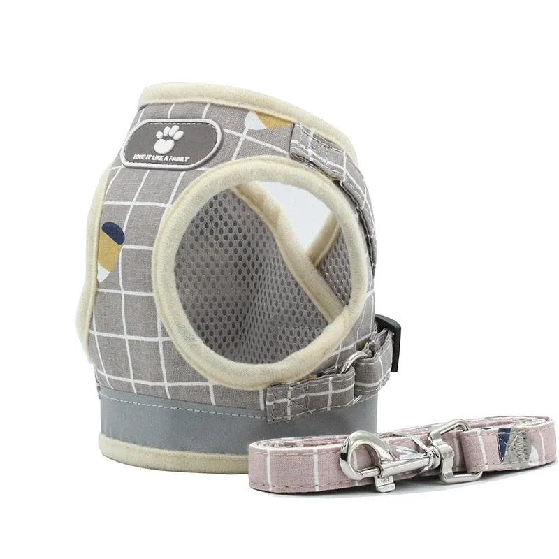 Fashion Plaid Cat Harnesses for Cats Summer Mesh Pet Harness and Leash Set Katten Kitty Mascotas Products for Gotas Accessories