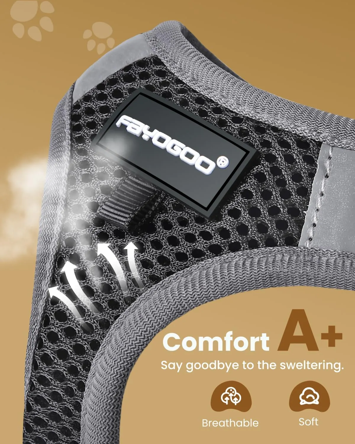 FAYOGOO Cat Harness and Leash Set | Upgrade Step-in Escape Proof Harness | Lightweight Soft Vest, No-Choke Design for Walking, Travel, Camping (Black)