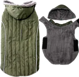 Fleece Dog Hoodie for Small Medium Dogs Super Warm Puppy Jacket for Cold Winter Dog Coats,Green M