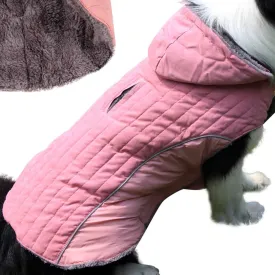 Fleece Dog Hoodie for Small Medium Dogs Super Warm Puppy Jacket for Cold Winter Dog Coats,Pink M