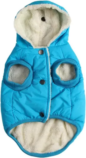 Fleece Lining Extra Warm Dog Hoodie in Winter for Large Dogs Jacket Pet Coats with Hooded,Light Blue XXXL