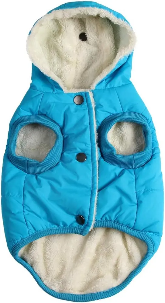 Fleece Lining Extra Warm Dog Hoodie in Winter for Large Dogs Jacket Pet Coats with Hooded,Light Blue XXXL