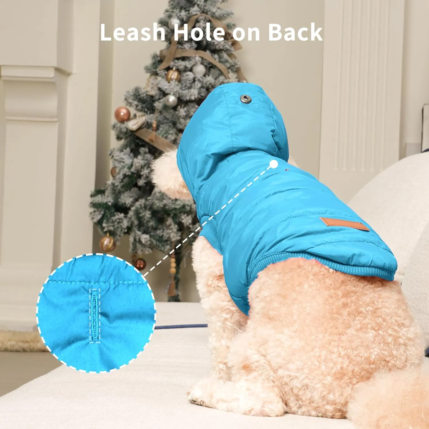Fleece Lining Extra Warm Dog Hoodie in Winter for Large Dogs Jacket Pet Coats with Hooded,Light Blue XXXL