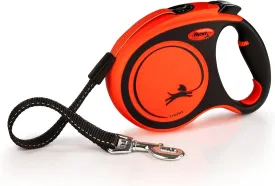 FLEXI New Classic Tape Retractable Dog Leash for Large Dogs Upto 143 lbs.  16 ft., Orange/Black |Tangle Free Pet Walking Leash with One-Handed Brake, Pause, Lock |German Quality Product