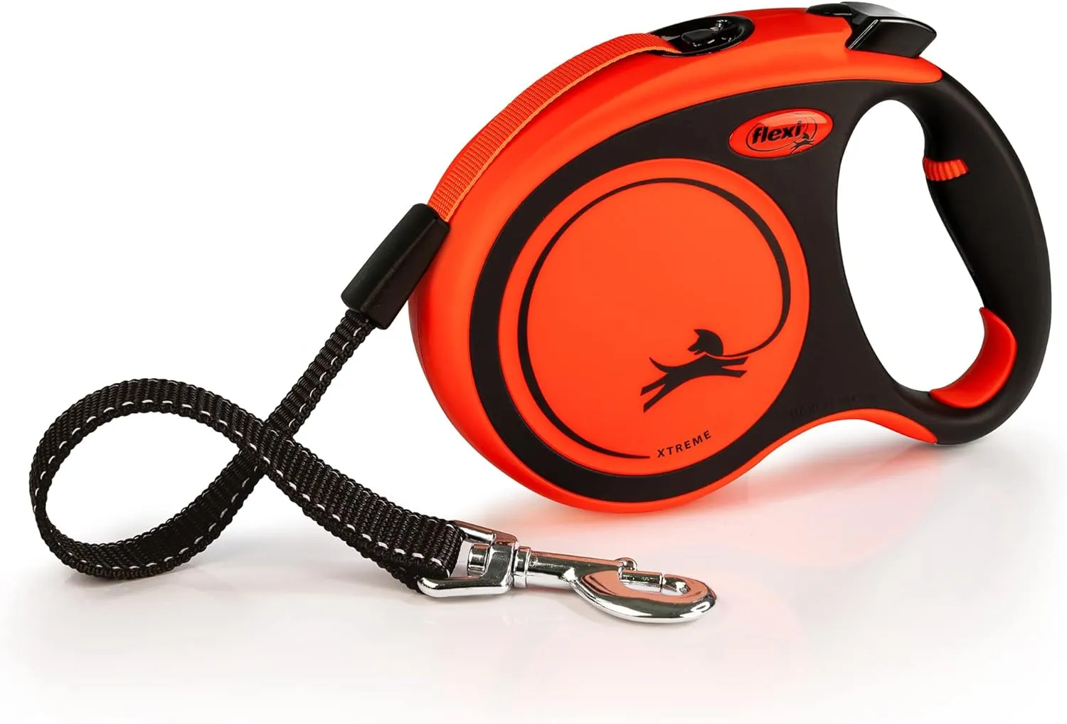 FLEXI New Classic Tape Retractable Dog Leash for Large Dogs Upto 143 lbs.  16 ft., Orange/Black |Tangle Free Pet Walking Leash with One-Handed Brake, Pause, Lock |German Quality Product