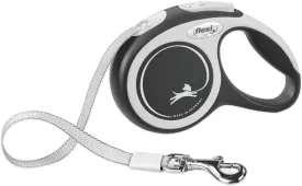 Flexi New Comfort Retractable Dog Leash (Tape), Ergonomic, Durable and Tangle Free Pet Walking Leash for Dogs Up to 26 lbs, 10 ft, Extra Small, Grey/Black