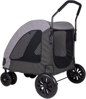 Folding pet Stroller cart for Large Dog,Cabin with Front and Back mesh Door,top mesh Window,Swivel Front Wheel,Rear Wheel with Foot Brakes,Push Trolley pram
