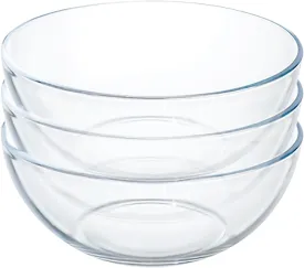 FOYO 5 Inch Glass Mixing Bowls Set - Round, Small Glass Salad Bowls for Kitchen, Set of 3