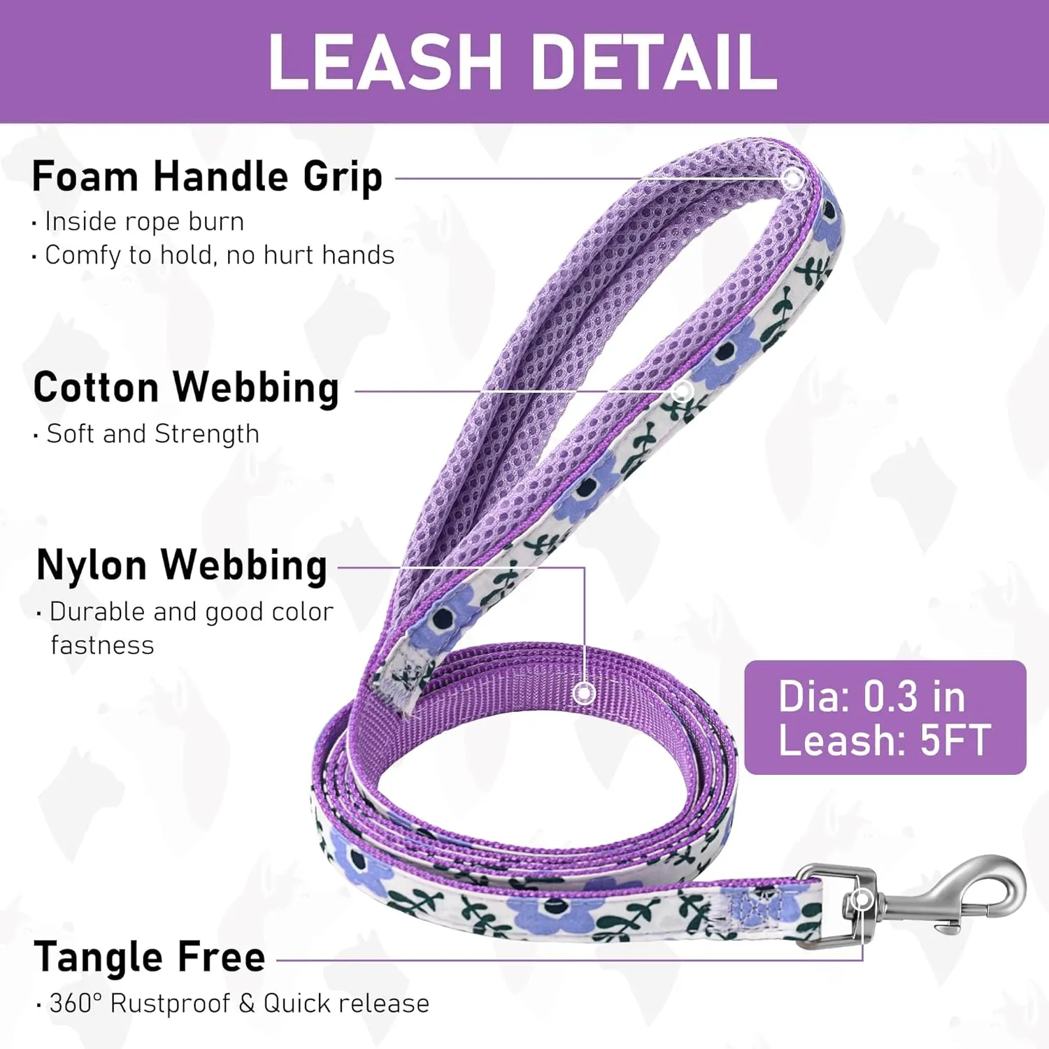 GAMUDA Small Dog Harness Collar and Leash Set, Step in No Chock No Pull Soft Mesh Adjustable Dog Vest Harnesses Plaid Reflective for Dogs Puppy Cats Kitten Rabbit (Purple Flower, XXXS)