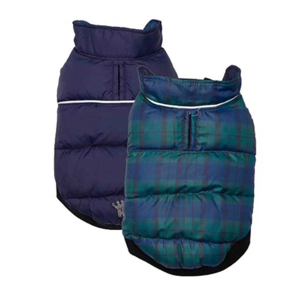 Hip Doggie Flex-Fit Reversible Puffer - Navy/Plaid