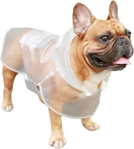 iChoue Dog Raincoats, Packable Rain Coats, Lightweight Rain Jacket with Reflective Straps, Adjustable Poncho for Medium Dog French English Bulldog Pug Terrier (Clear, Medium)