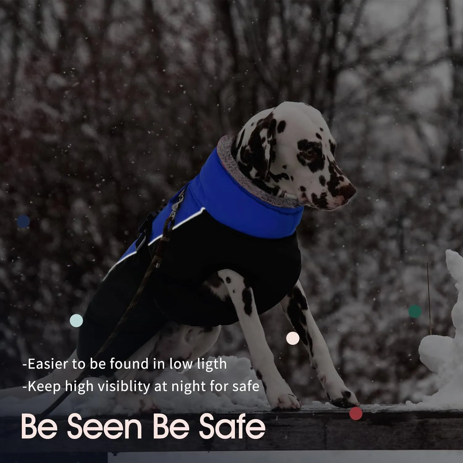 IECOii Extra Warm Reflective Adjustable Dog Jacket - Winter Coat with Buckle & Fleece Turtleneck for Small to Extra Large Dogs