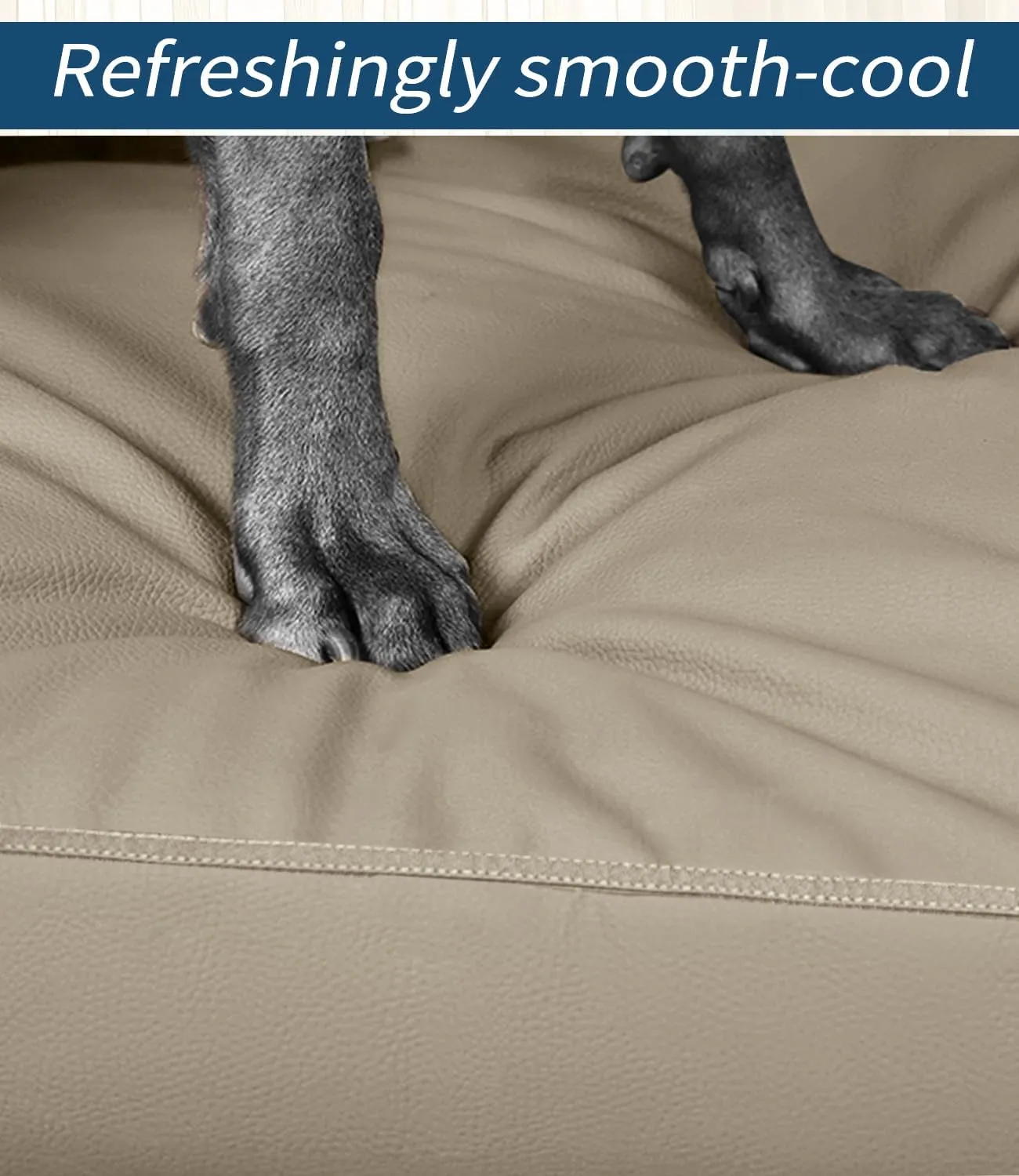 Leather XL Dog Bed, Waterproof Hair Resistant Dog Beds with Washable Covers, Orthopedic Egg Crate Foam Pet Bed