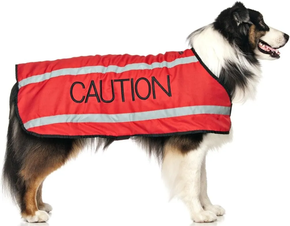 Limited Caution Red S-M M-L L-XL Warm Dog Coats Waterproof Reflective Fleece Lined (Do Not Approach) Prevents Accidents by Warning Others of Your Dog in Advance (M-L Back 17" (43cm)