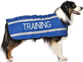Limited Training Blue Warm Dog Coats S-M M-L L-XL Waterproof Reflective Fleece Lined (Do Not Disturb) Prevents Accidents by Warning Others of Your Dog in Advance (L-XL Back 23" (59cm)