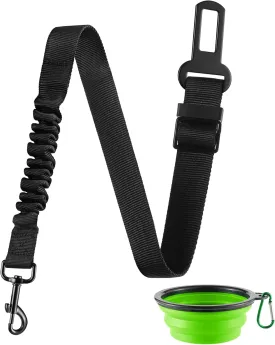LivTee Dog Seat Belt for Car,1 Packs Set Retractable Dog Car Harness Adjustable and Comfortable Dog Car Seatbelt Leash,Elastic Nylon Pet Safety Seatbelts for Vehicles,Dog Accessories for Car(Black)