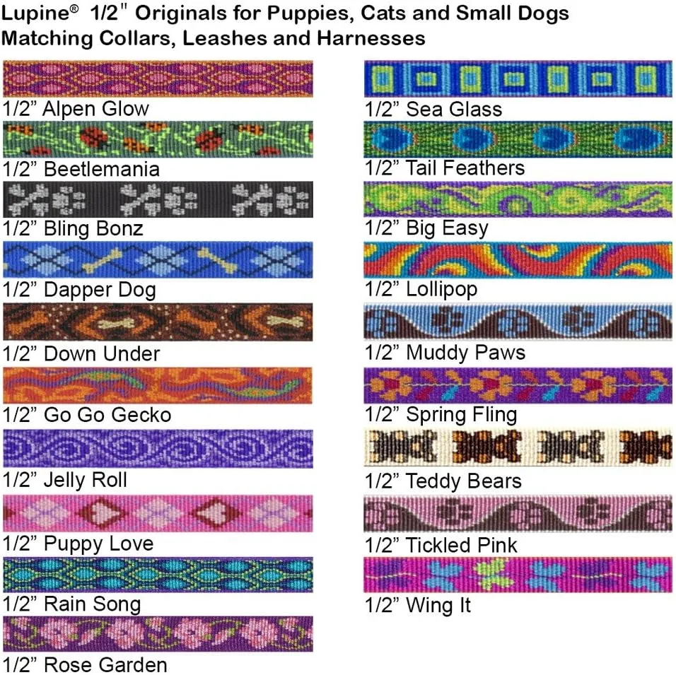 LupinePet Originals 1/2" Rain Song 6-9" Adjustable Collar for Extra Small Dogs