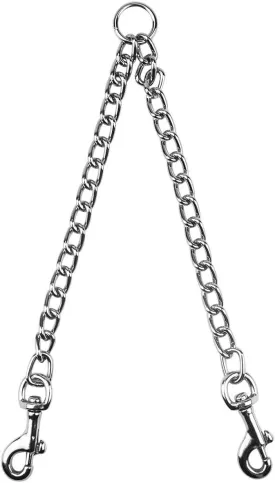 Metal Double Dog Lead - No Tangle Coupler Chain for Two Dogs, Walking Training Leash (4.0mm*70cm)