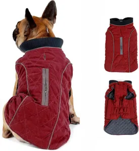 Morezi Dog Coat with Reflective strim, Winter Dog Jacket Water Resistant underbelly Warm Puppy Suit with Harness Hole - Suitable for French Bulldog, shitzu, Jack Russell Terrier - M - Red