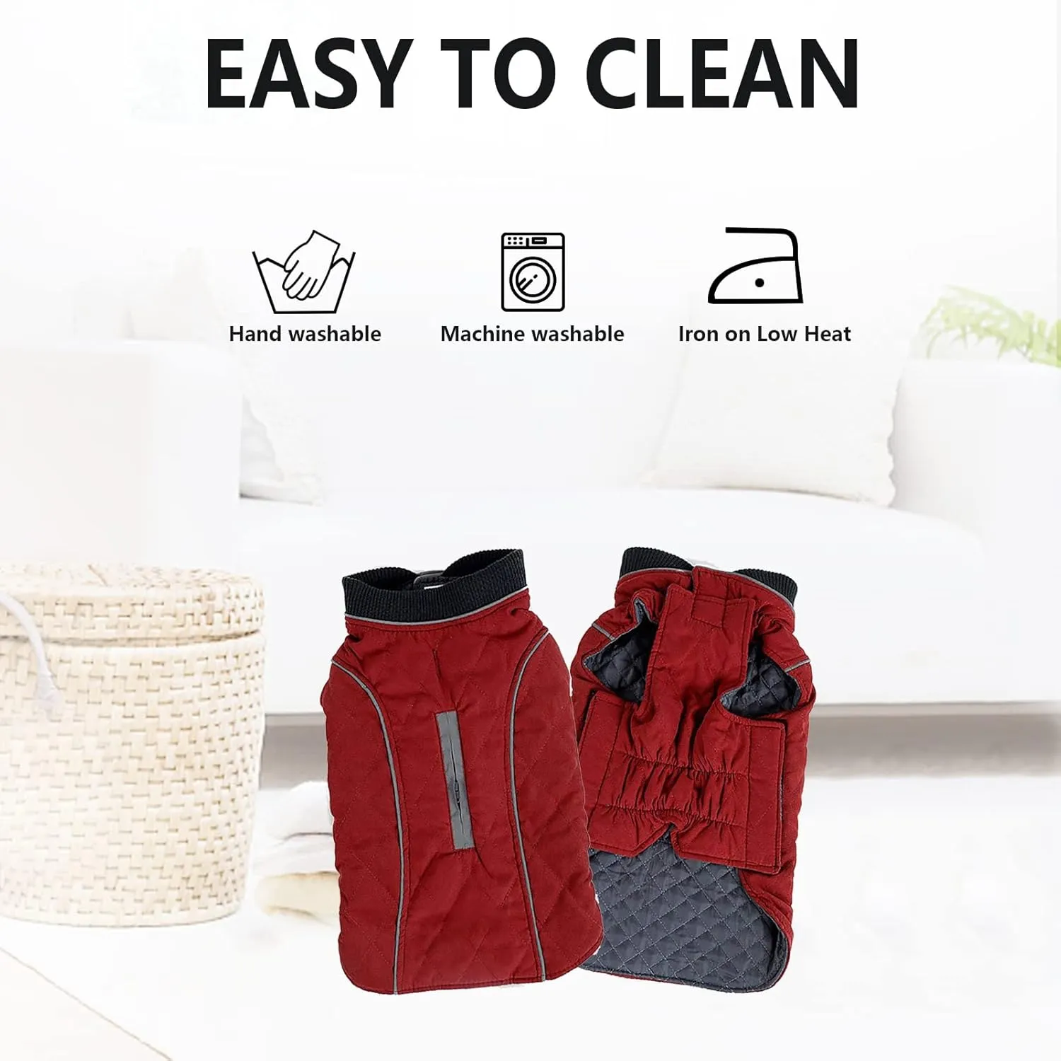 Morezi Dog Coat with Reflective strim, Winter Dog Jacket Water Resistant underbelly Warm Puppy Suit with Harness Hole - Suitable for French Bulldog, shitzu, Jack Russell Terrier - M - Red