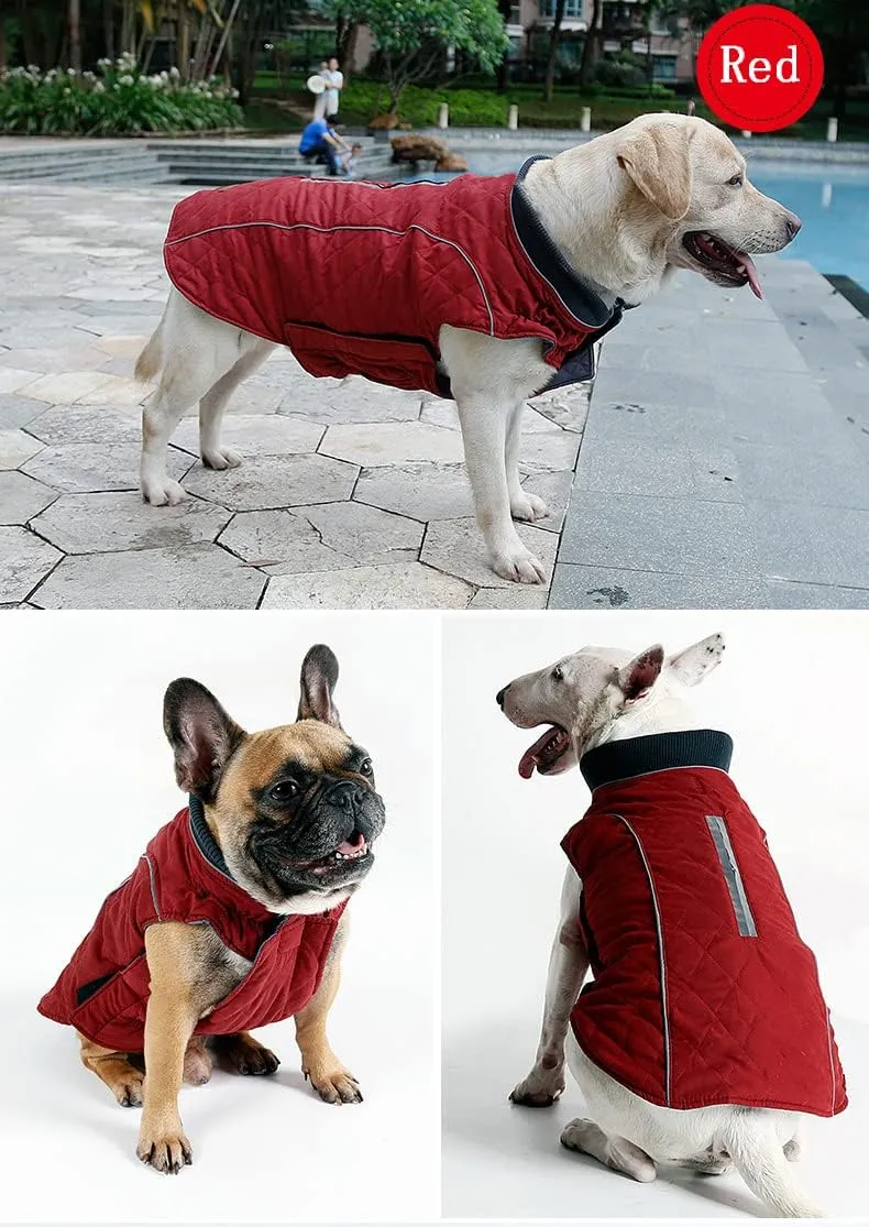 Morezi Dog Coat with Reflective strim, Winter Dog Jacket Water Resistant underbelly Warm Puppy Suit with Harness Hole - Suitable for French Bulldog, shitzu, Jack Russell Terrier - M - Red