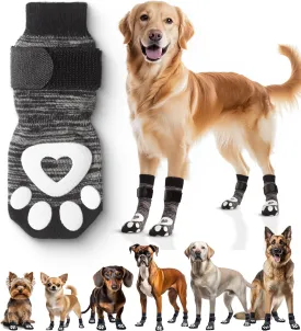Non-Slip Dog Socks for Hardwood Floors - 6-Pack | Anti-Slip Toes to Prevent Licking Paws, Add Grip, and Provide Paw Protection | for All Ages and Senior Dogs - XL