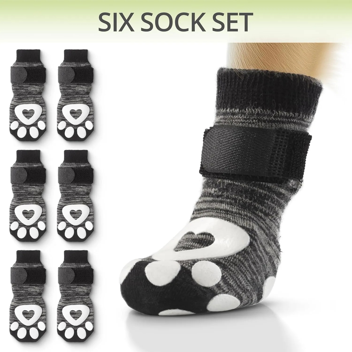 Non-Slip Dog Socks for Hardwood Floors - 6-Pack | Anti-Slip Toes to Prevent Licking Paws, Add Grip, and Provide Paw Protection | for All Ages and Senior Dogs - XL
