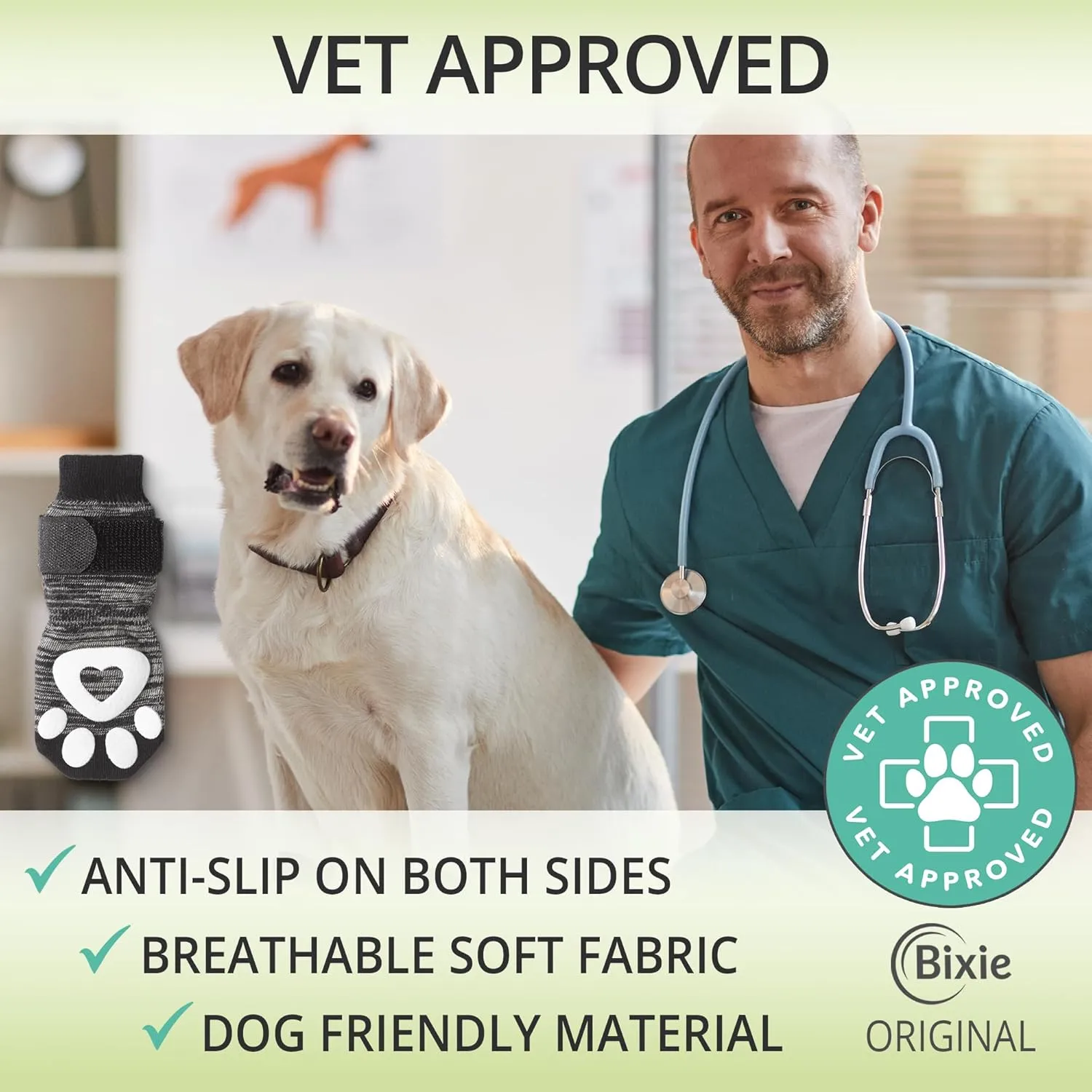Non-Slip Dog Socks for Hardwood Floors - 6-Pack | Anti-Slip Toes to Prevent Licking Paws, Add Grip, and Provide Paw Protection | for All Ages and Senior Dogs - XL