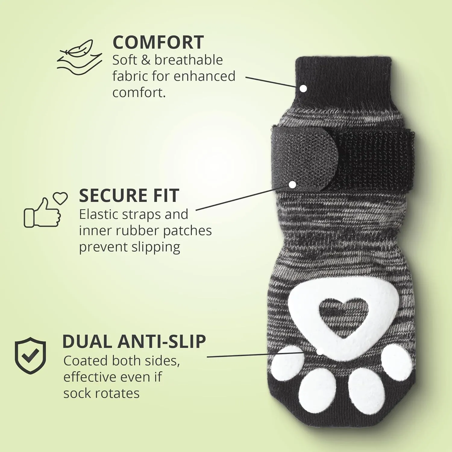 Non-Slip Dog Socks for Hardwood Floors - 6-Pack | Anti-Slip Toes to Prevent Licking Paws, Add Grip, and Provide Paw Protection | for All Ages and Senior Dogs - XL