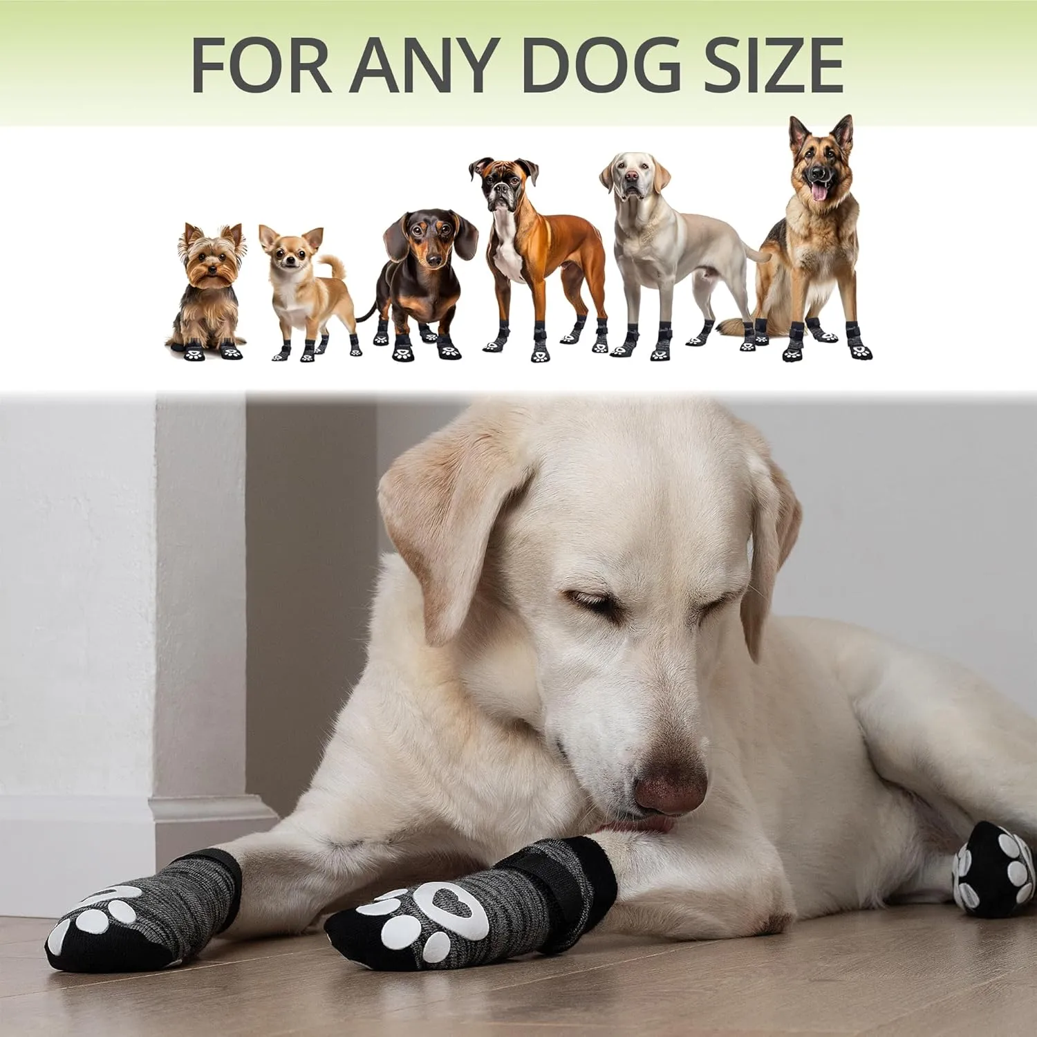 Non-Slip Dog Socks for Hardwood Floors - 6-Pack | Anti-Slip Toes to Prevent Licking Paws, Add Grip, and Provide Paw Protection | for All Ages and Senior Dogs - XL