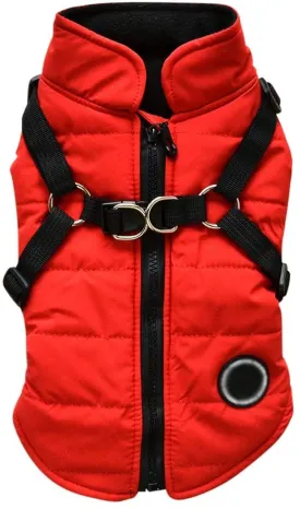 Norbi Pet Warm Jacket Small Dog Vest Harness Puppy Winter 2 in 1 Outfit Cold Weather Coat