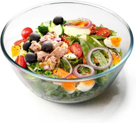 NUTRIUPS 4.7 Quart Large Glass Mixing Bowl, Clear Large Salad Bowls Glass Big Mixing Bowls for Kitchen