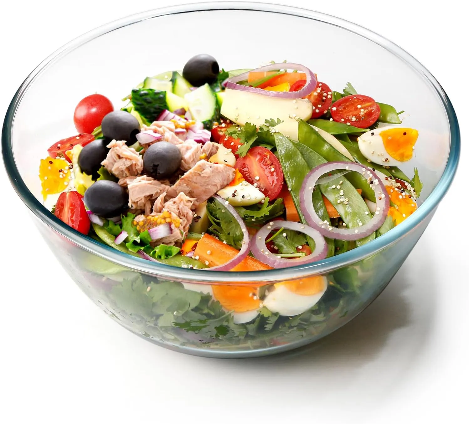 NUTRIUPS 4.7 Quart Large Glass Mixing Bowl, Clear Large Salad Bowls Glass Big Mixing Bowls for Kitchen