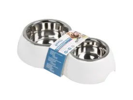 Pawise Melamine Double Bowl W/Stainless Steel 350 750Ml