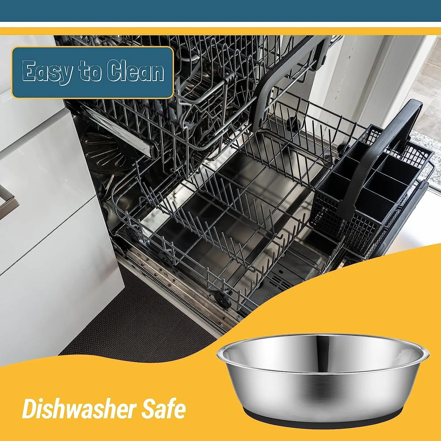 PEGGY11 Lightweight Stainless Steel Cat Bowls - 3 Cup, 2 Pack