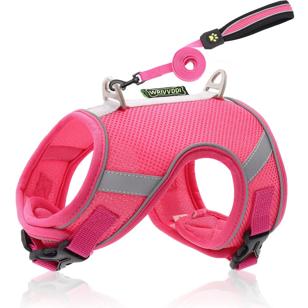 Pet Dog Cat harness Mesh Air-breathable Chest Strap With Leash