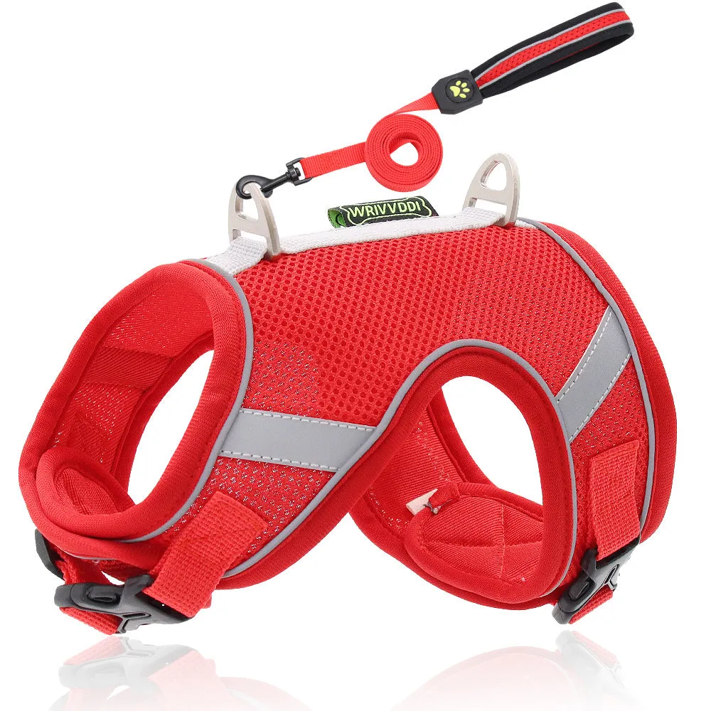 Pet Dog Cat harness Mesh Air-breathable Chest Strap With Leash