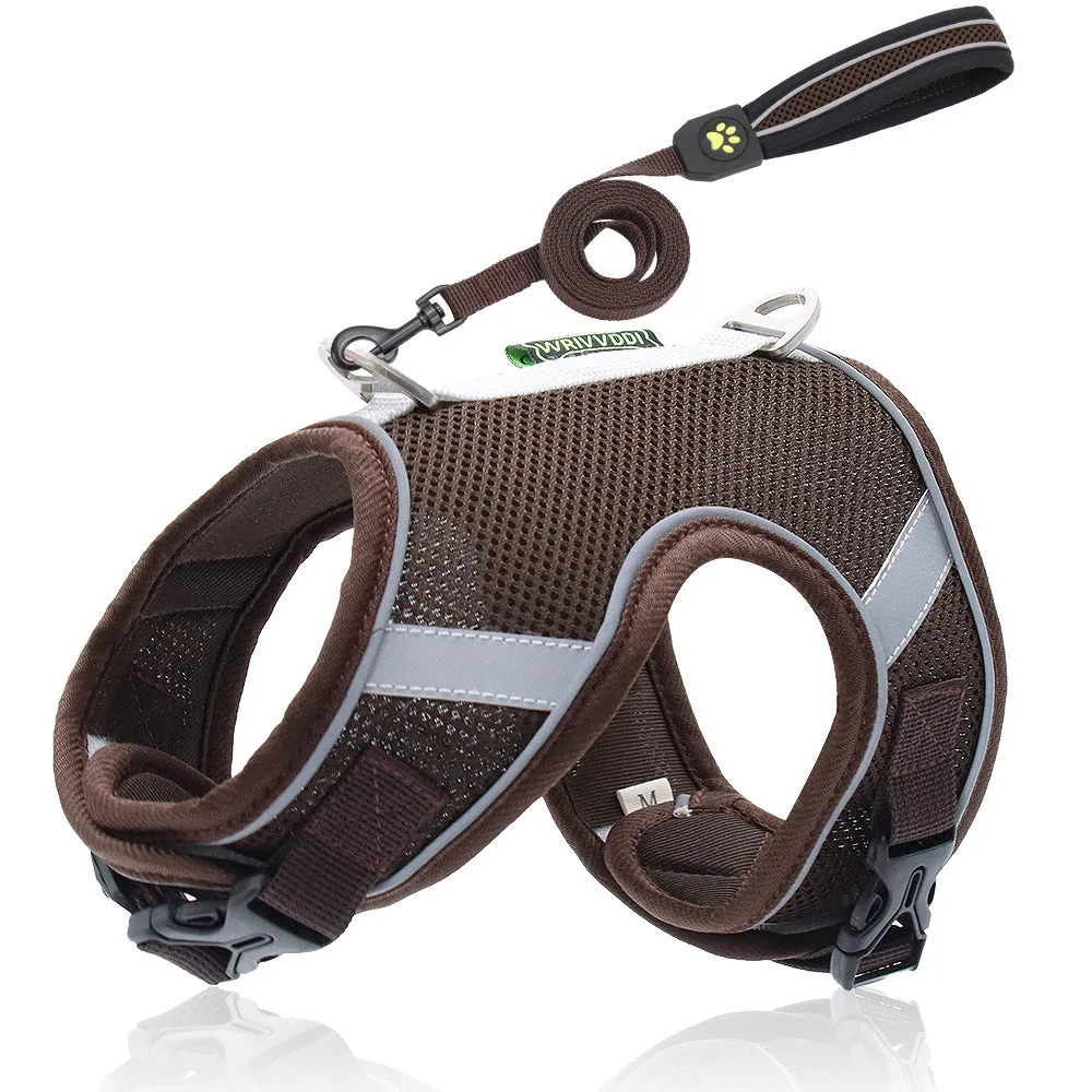 Pet Dog Cat harness Mesh Air-breathable Chest Strap With Leash