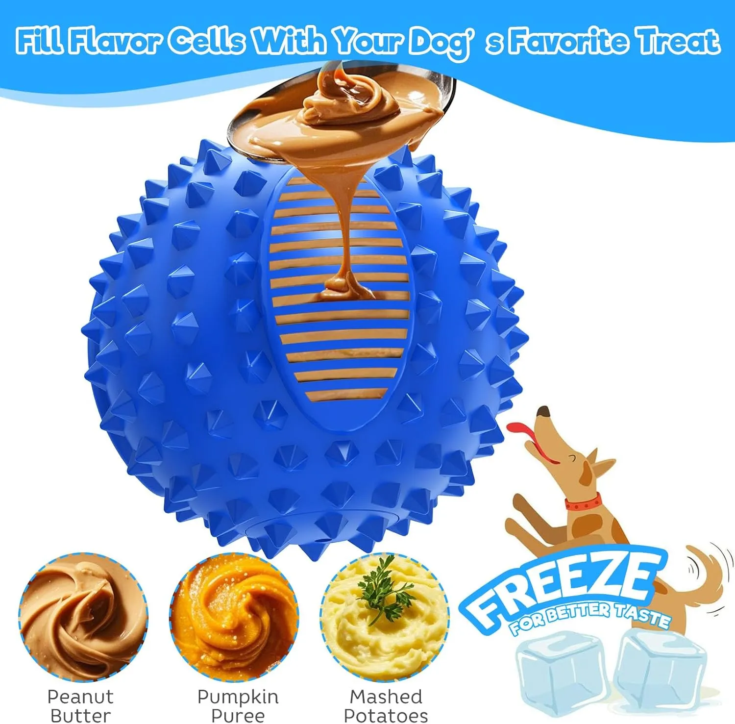 petizer 3" Squeaky Dog Balls for Aggressive Chewers, Durable Interactive Spiky Ball for Teething, Indestructible Rubber Dog Chew Toys, Tough Pet Toys for Small, Medium & Large Breeds
