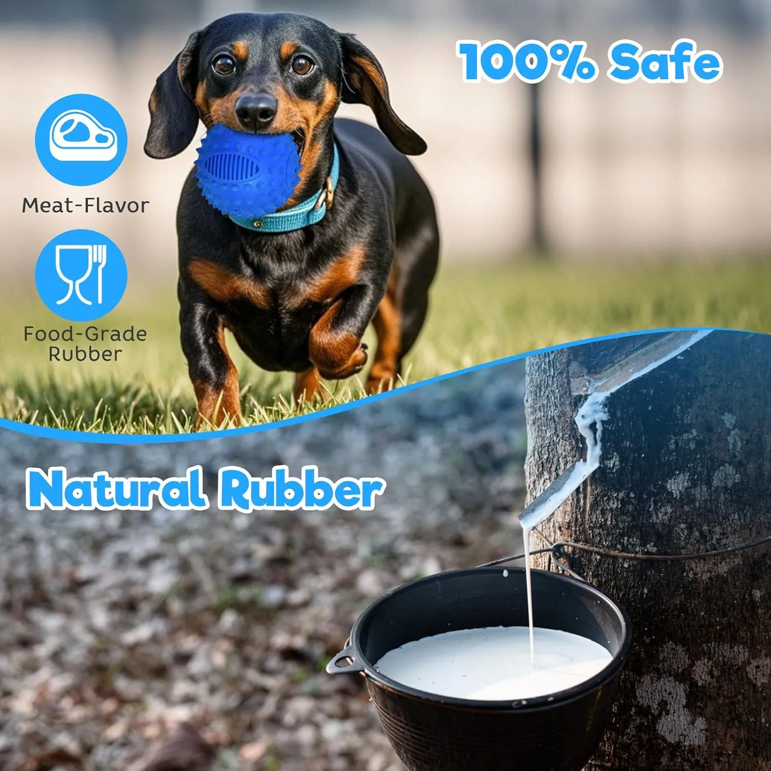 petizer 3" Squeaky Dog Balls for Aggressive Chewers, Durable Interactive Spiky Ball for Teething, Indestructible Rubber Dog Chew Toys, Tough Pet Toys for Small, Medium & Large Breeds