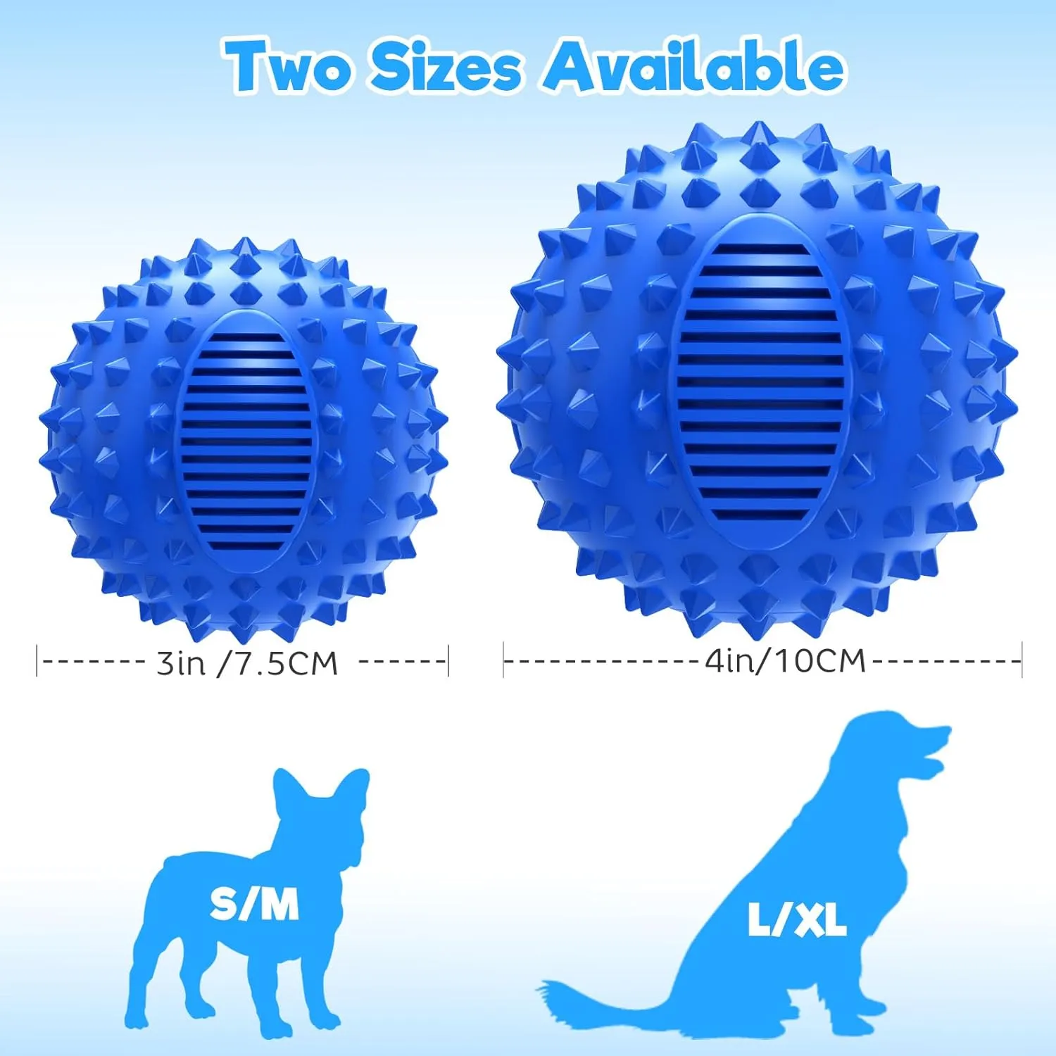petizer 3" Squeaky Dog Balls for Aggressive Chewers, Durable Interactive Spiky Ball for Teething, Indestructible Rubber Dog Chew Toys, Tough Pet Toys for Small, Medium & Large Breeds