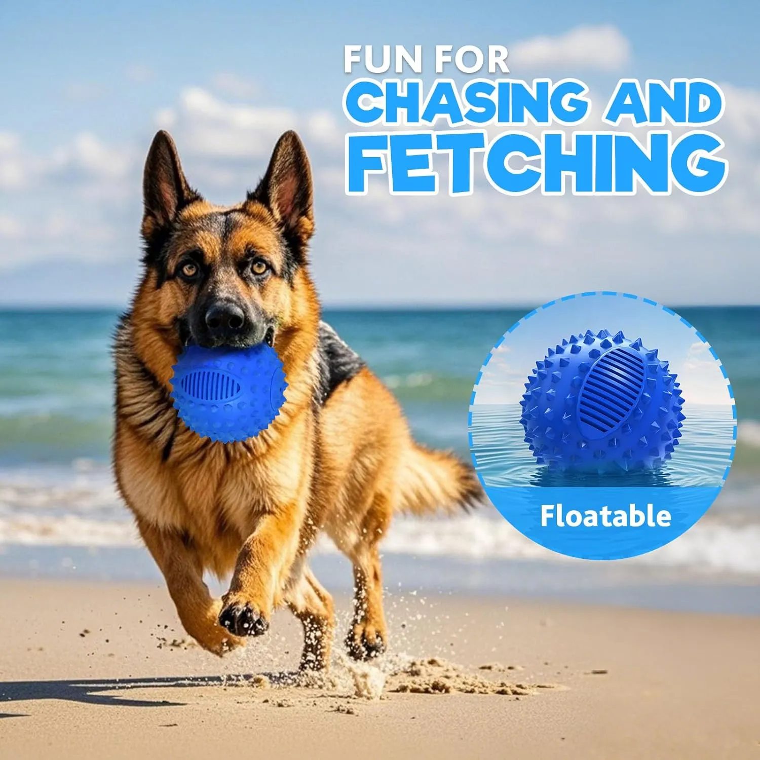 petizer 3" Squeaky Dog Balls for Aggressive Chewers, Durable Interactive Spiky Ball for Teething, Indestructible Rubber Dog Chew Toys, Tough Pet Toys for Small, Medium & Large Breeds