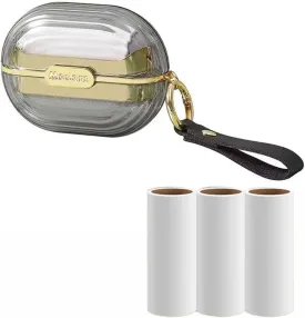 Portable Lint Roller with Hand Strap Double-Sided Travel Portable Roller Set for Clothes, Furniture, and Pet Hair Mini Reusable Super Sticky Dog Cat Pet Hair Remover with Refills (4 Pcs)