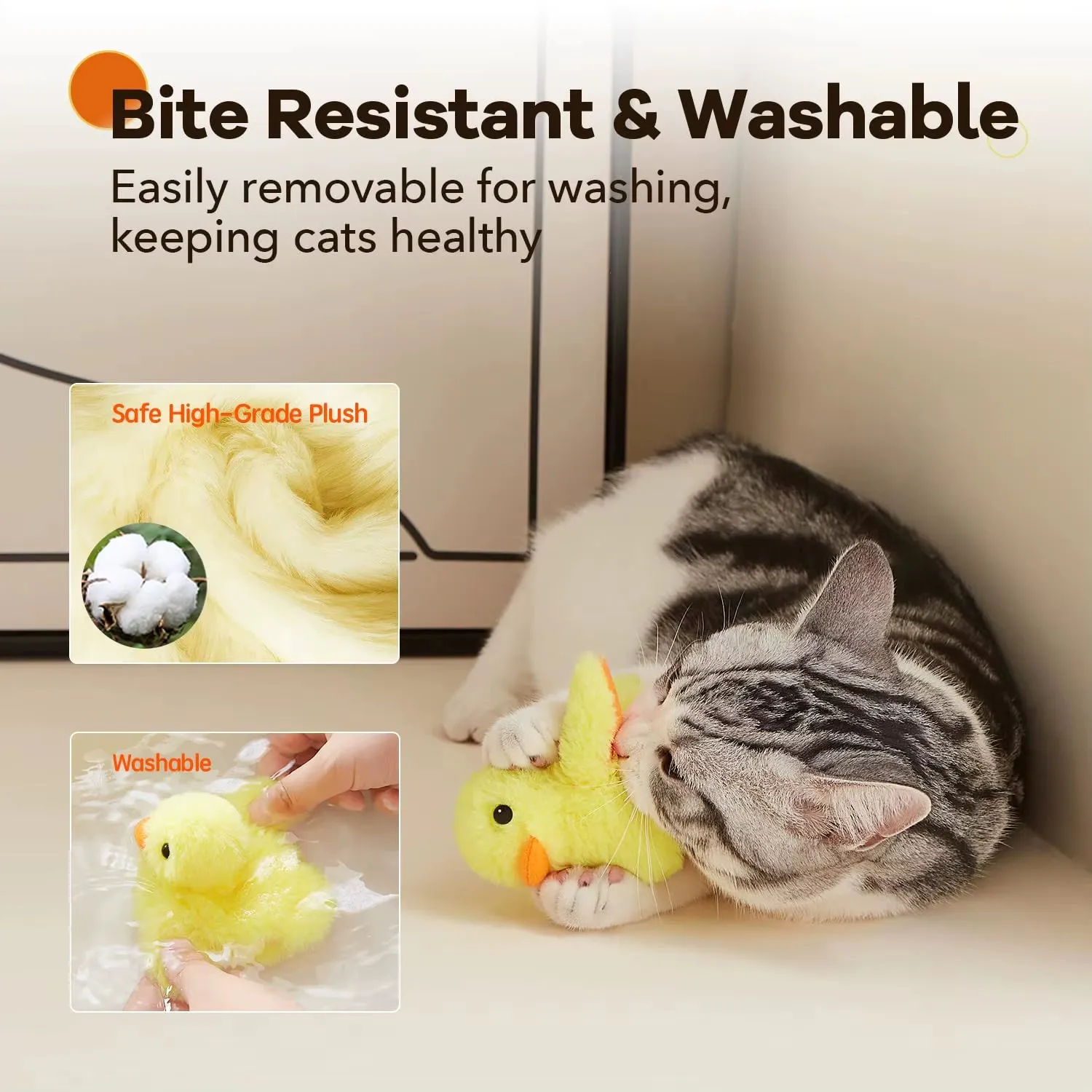 Rechargeable Flapping Duck Cat Toy – Interactive Plush with Catnip