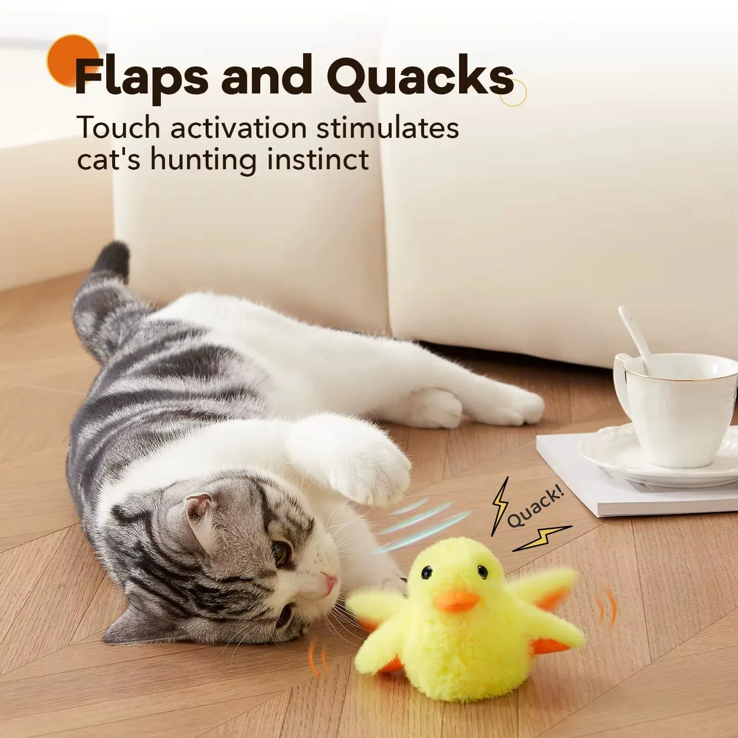 Rechargeable Flapping Duck Cat Toy – Interactive Plush with Catnip