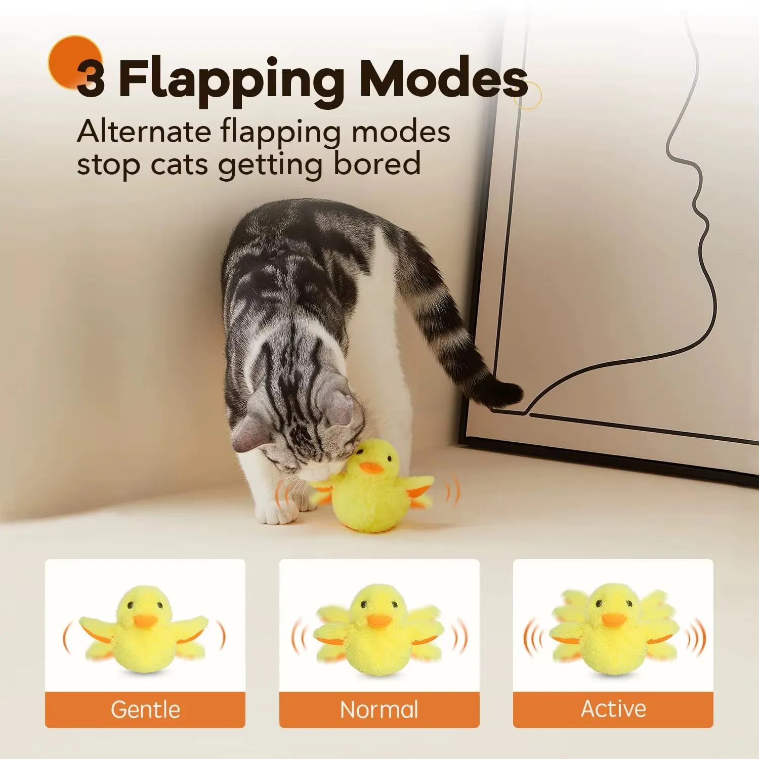 Rechargeable Flapping Duck Cat Toy – Interactive Plush with Catnip